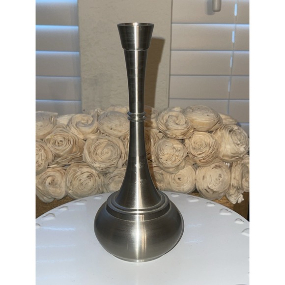 Vintage Imperial Pewter 97% Singapore MerLion Bus Vase 7.5" Tall - Picture 4 of 10